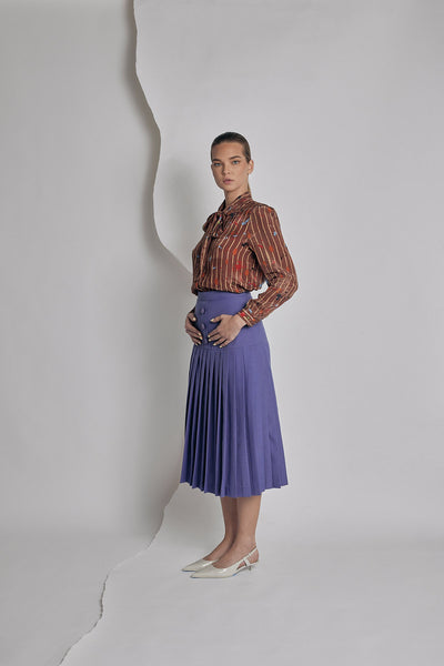 Pleated Violet Skirt - Shantall Lacayo