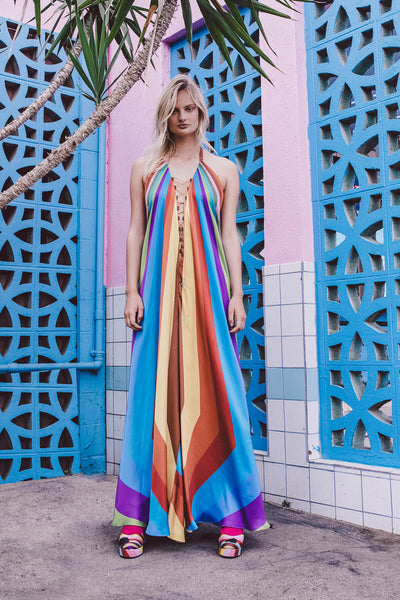 Rainbow Print Halter Jumpsuit - Shantall Lacayo