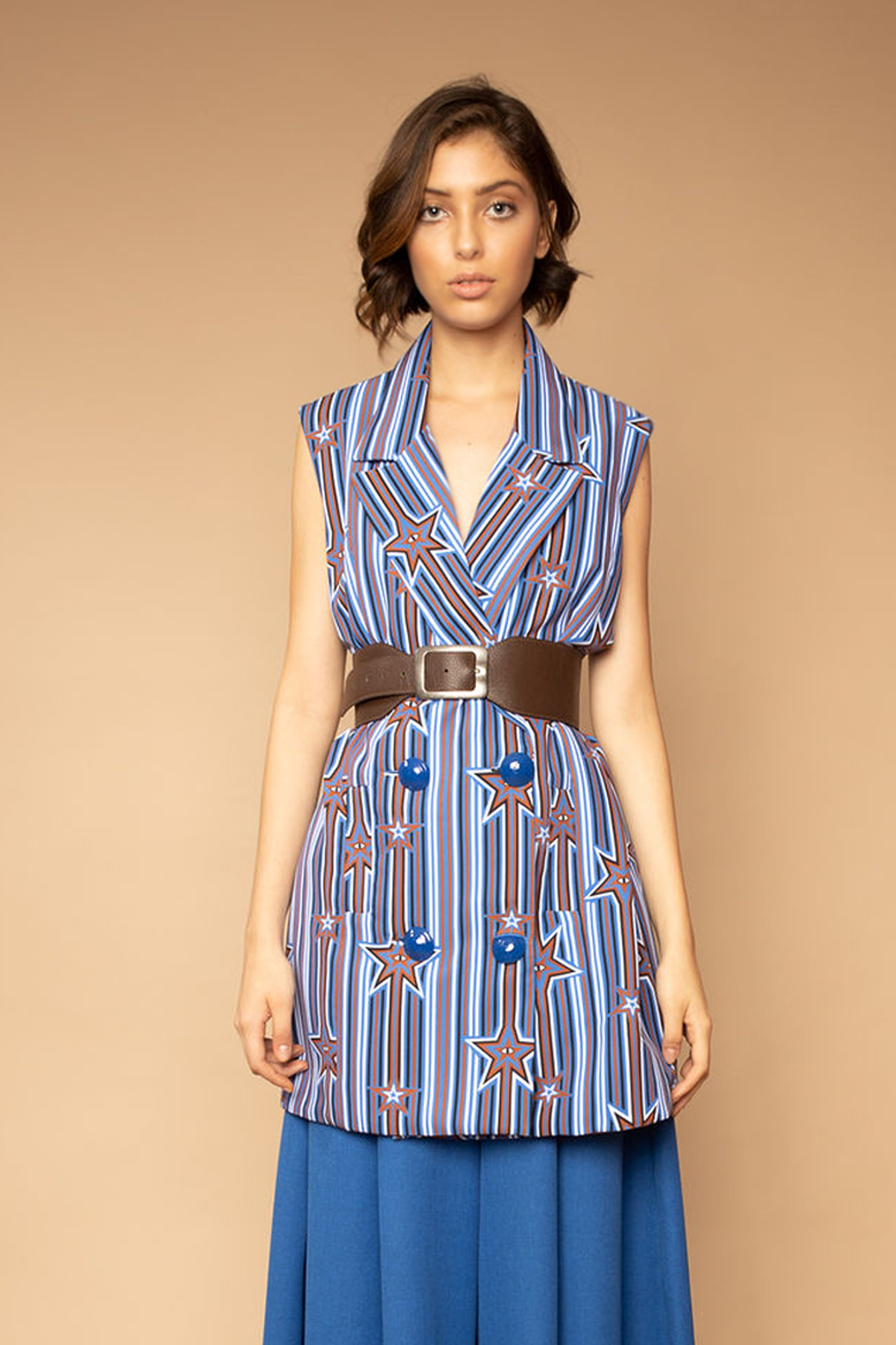 Blue Printed Vest Dress | Nicaraguan Hand Made Product | Sustainable Fashion