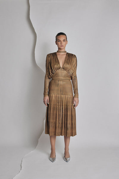 dress earth pleats Women's Terra Draped Maxi Dress Earth Brown S/M/L/XL/Customize MEAN BLVD Earth Brown / L