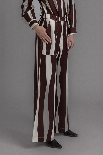 CHOCOLATE STRIPED CHIC TROUSERS