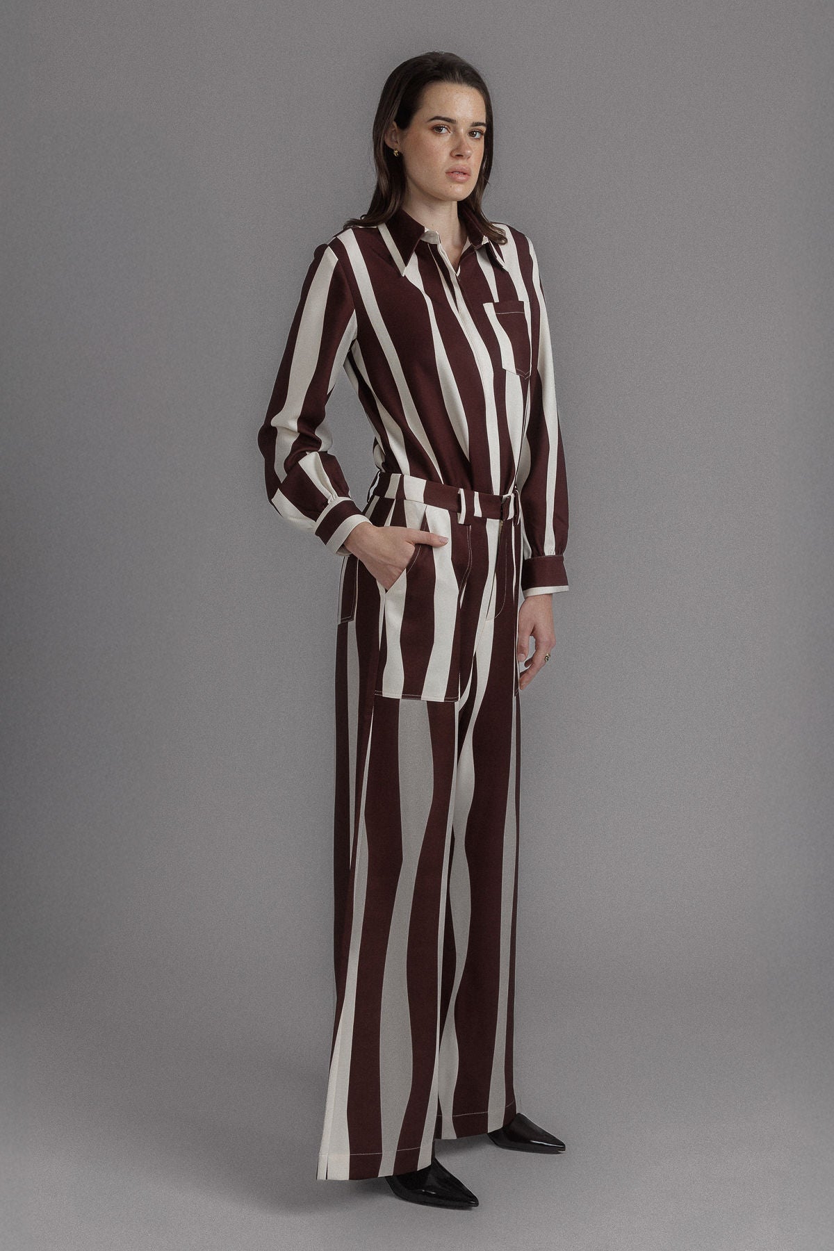 CHOCOLATE LONG SLEEVE PRINTED SHIRT