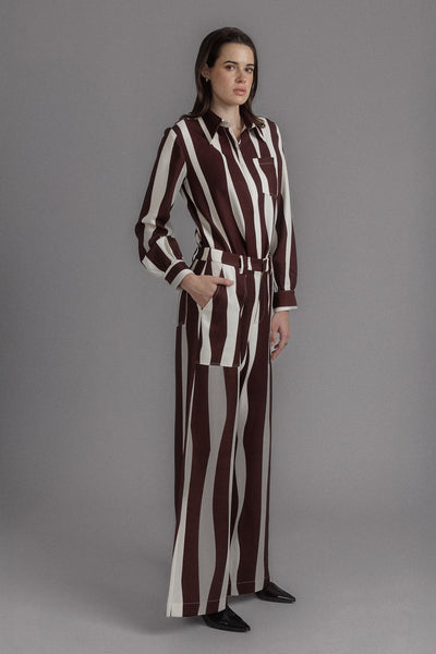 CHOCOLATE LONG SLEEVE PRINTED SHIRT