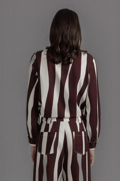 CHOCOLATE LONG SLEEVE PRINTED SHIRT