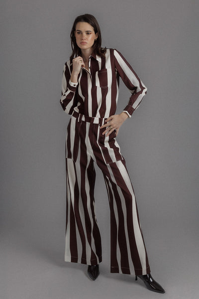 CHOCOLATE LONG SLEEVE PRINTED SHIRT