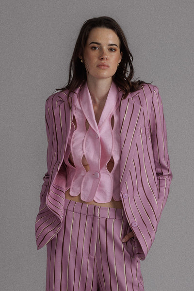 PINK IRREGULAR ASSEMBLED CROP TOP