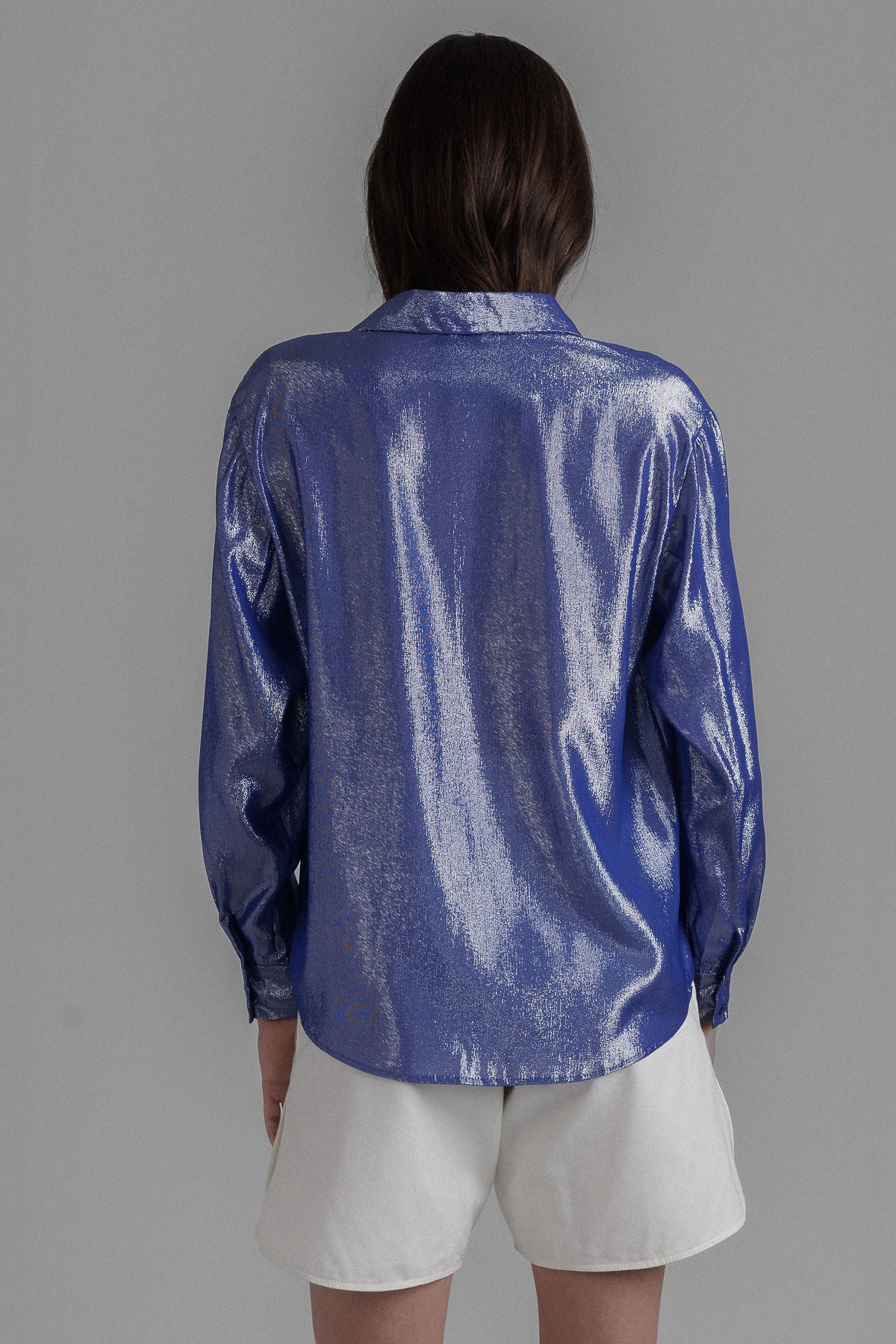 LAMÉ SILK BUTTON-UP SHIRT