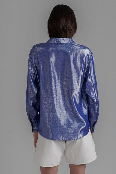 LAMÉ SILK BUTTON-UP SHIRT