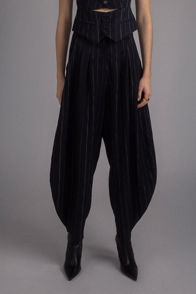 BLACK PRINTED BALLOON TROUSERS
