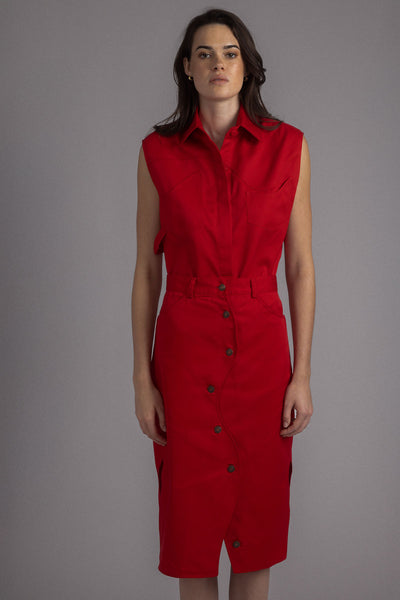 RED WAVE OVERLAP SKIRT