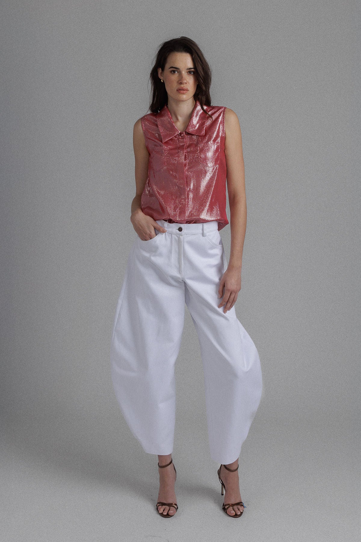 WHITE BALLON DENIM PANTS