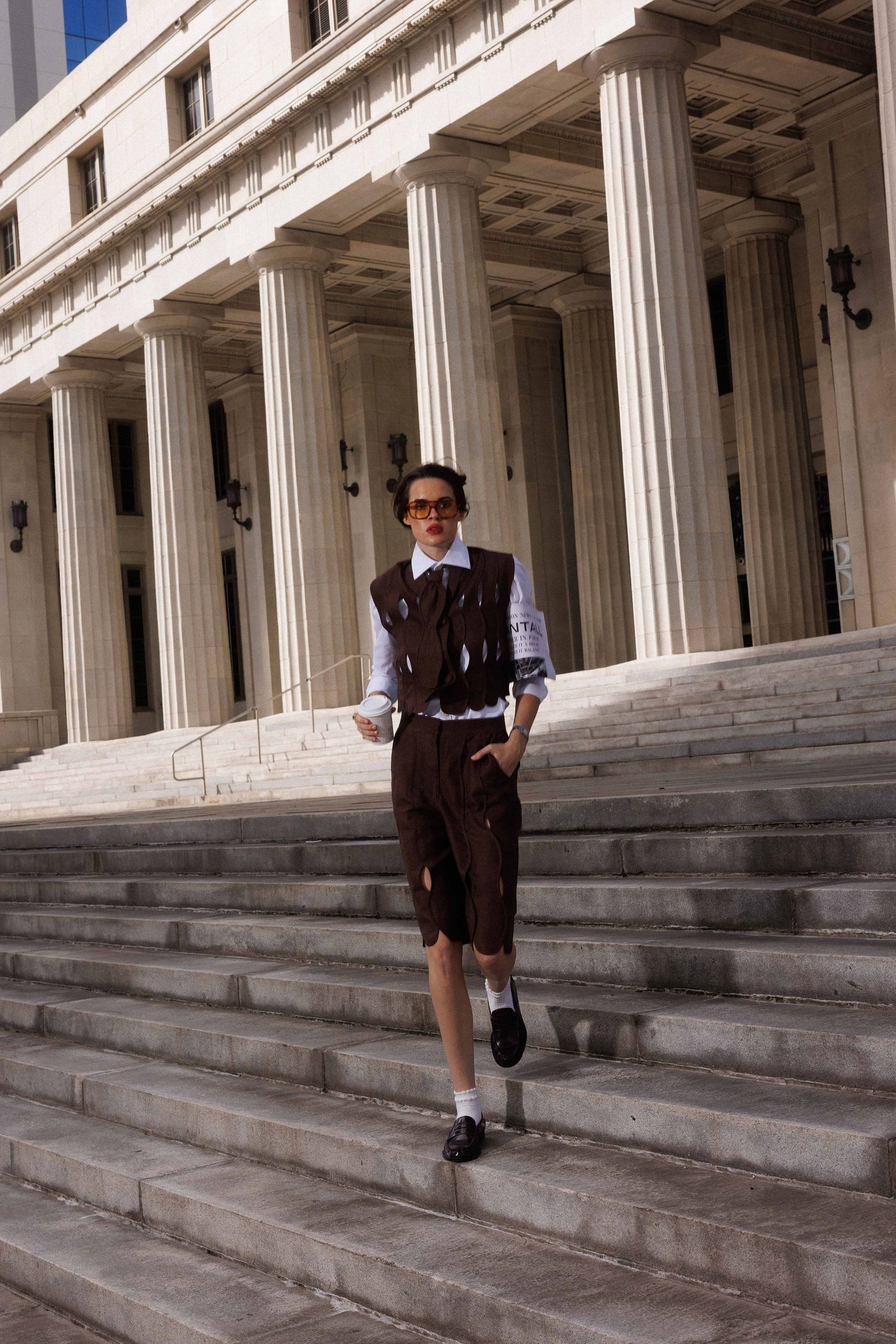 CHOCOLATE IRREGULAR ASSEMBLED CROP TOP