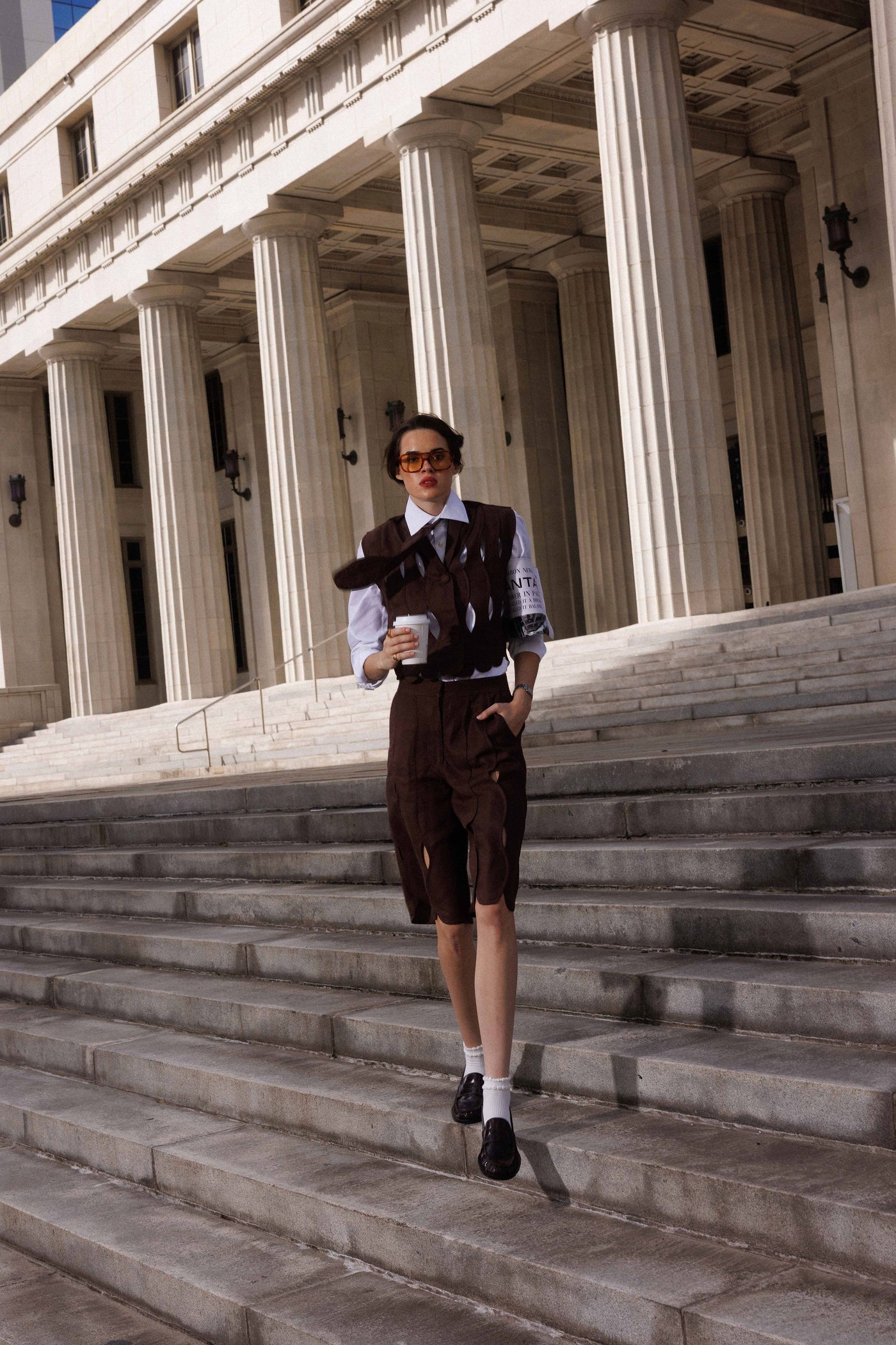 CHOCOLATE IRREGULAR ASSEMBLED CROP TOP