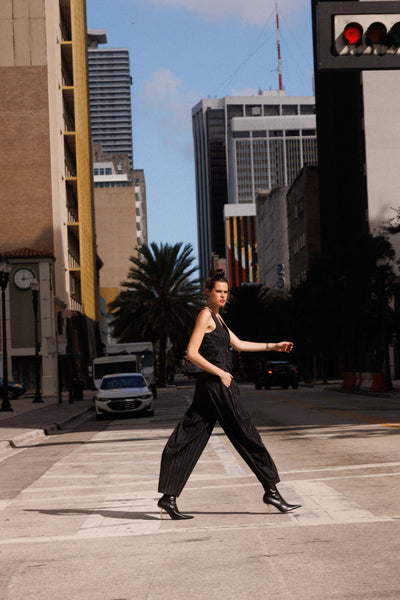 BLACK PRINTED BALLOON TROUSERS