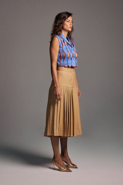 Wide Leg Pleated Capri Pants-Skirt - Shantall Lacayo