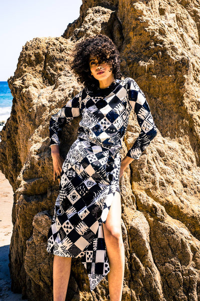Checkered Print Wrap Skirt - Shantall Lacayo