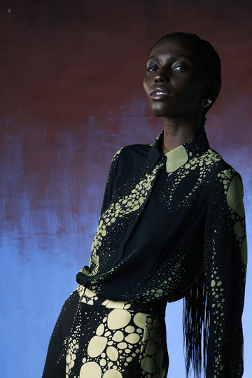 Black Chiffon Placket top