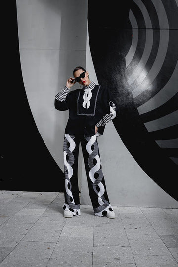 BLACK SNAKE TIE PRINT PAJAMA SHIRT