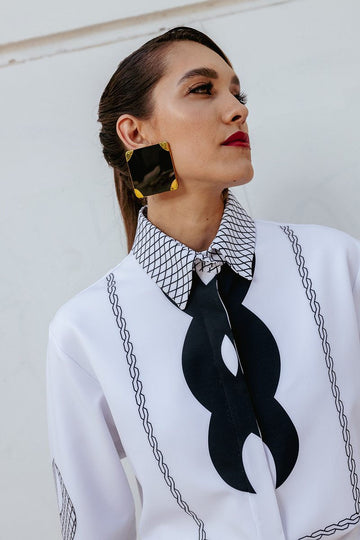 Square Black Art Deco Earrings