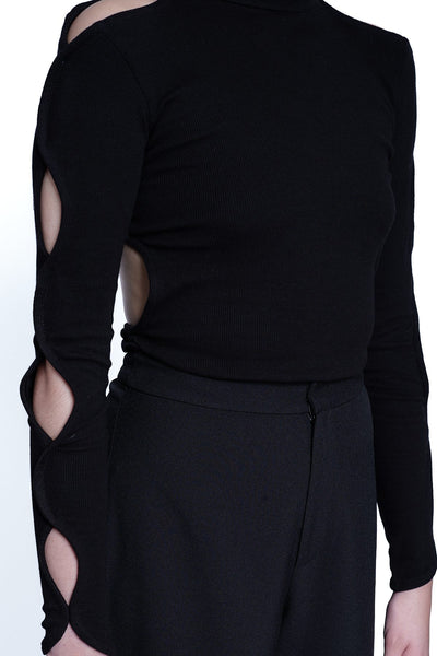 Long Sleeve Black Rib Shirt - Shantall Lacayo