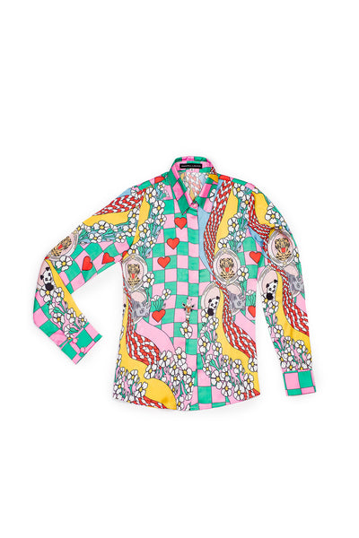 Classic Button Up Shirt One Of a Kind Print - Shantall Lacayo