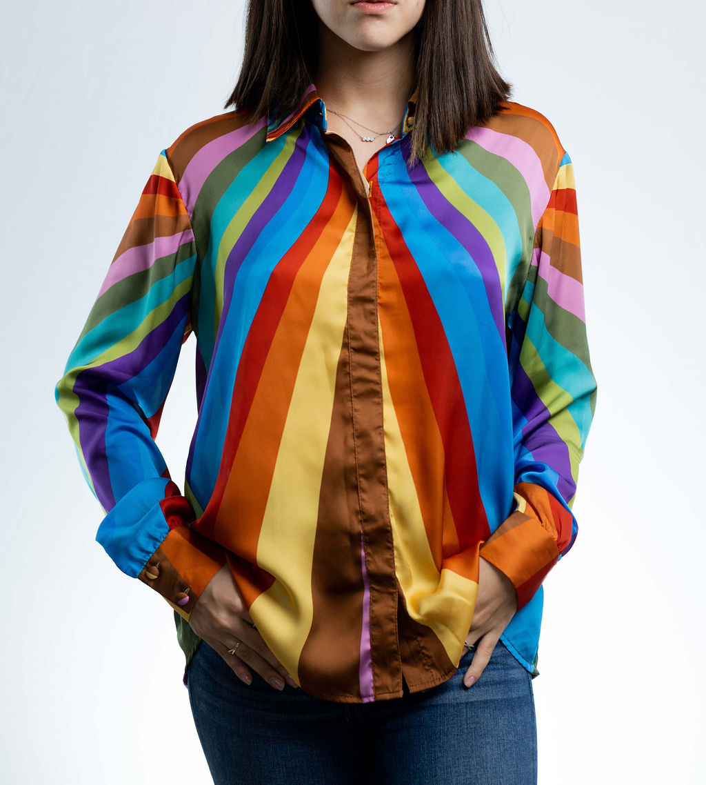 Rainbow Classic Button-Up shirt One of a Kind Print. - Shantall Lacayo