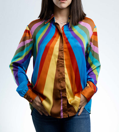 Rainbow Classic Button-Up shirt One of a Kind Print. - Shantall Lacayo