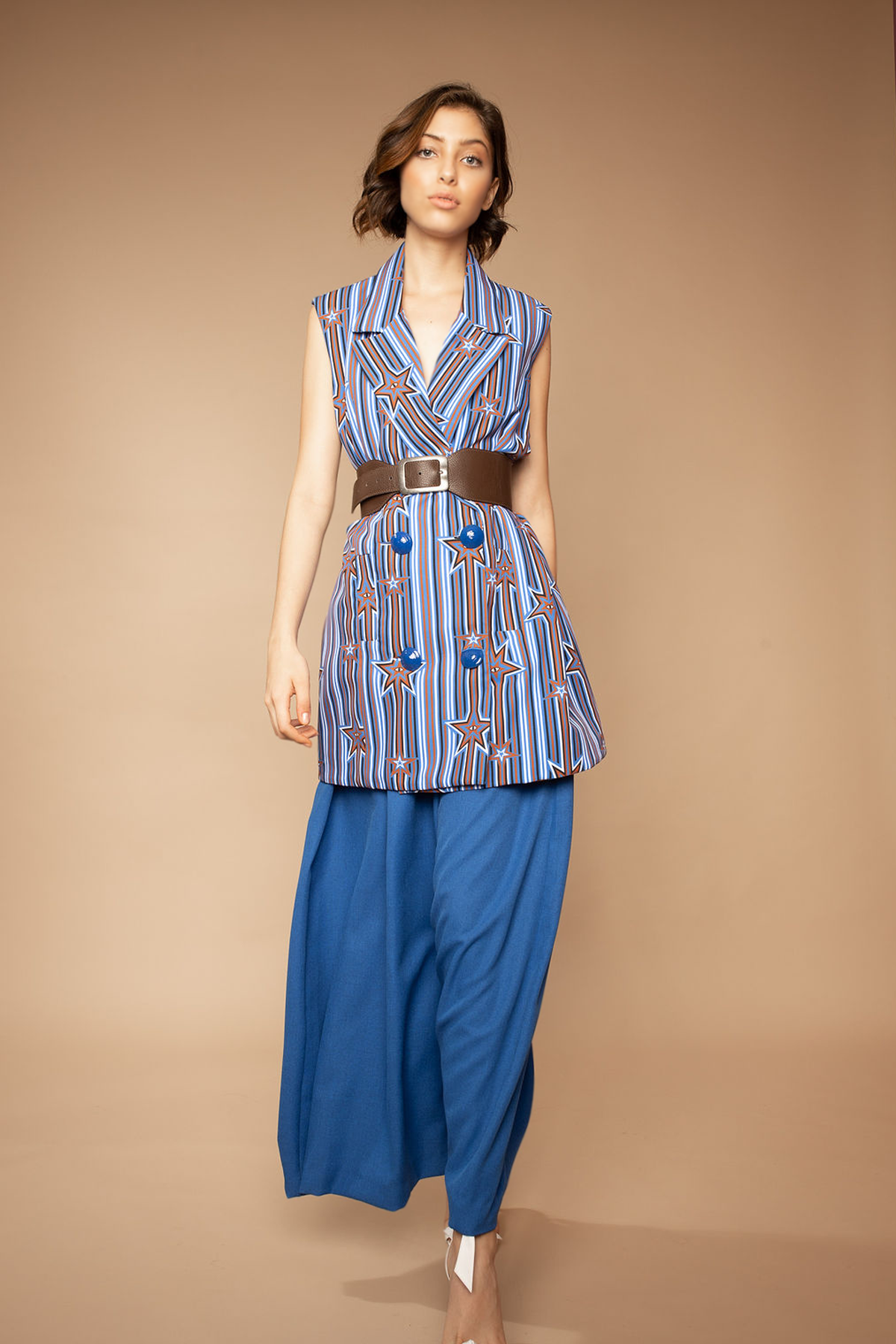 Blue Printed Vest Dress | Nicaraguan Hand Made Product | Sustainable Fashion | SHANTALL M / Blue Blue Printed Vest Dress | Nicaraguan Hand Made Product | Sustainable Fashion | SHANTALL M / Blue