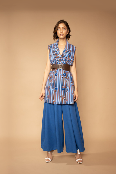 Star Lines Print Vest Dress - Shantall Lacayo